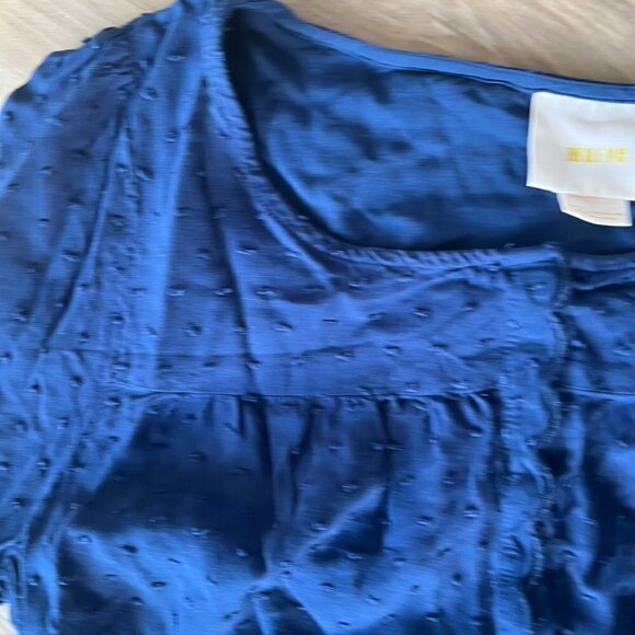 Maeve Navy Blue Emmaline Raised Clip Dot Textured Long Sleeve Blouse Size 12 - Picture 8 of 9